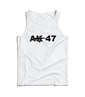 DRAGOWA muška majica bez rukava AK-47, bijeli 160g/m2